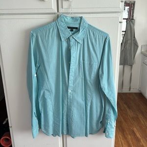 Lightweight button-down casual shirt. Seafoam or aquamarine or teal